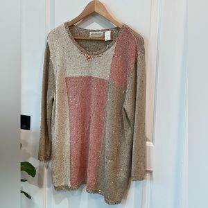 ALFRED DUNNER Colorblock Sequin Sweater